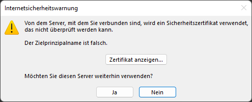 Internetsicherheitswarnung Outlook